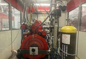 Teststand på Danmarks Tekniske Universitet (DTU), til test af ammoniak som brændstof i en forbrændingsmotor