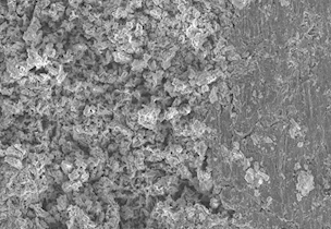 SEM photo of deposit and corrosion