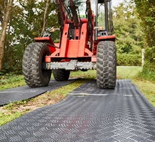 Plastic ground protection mats