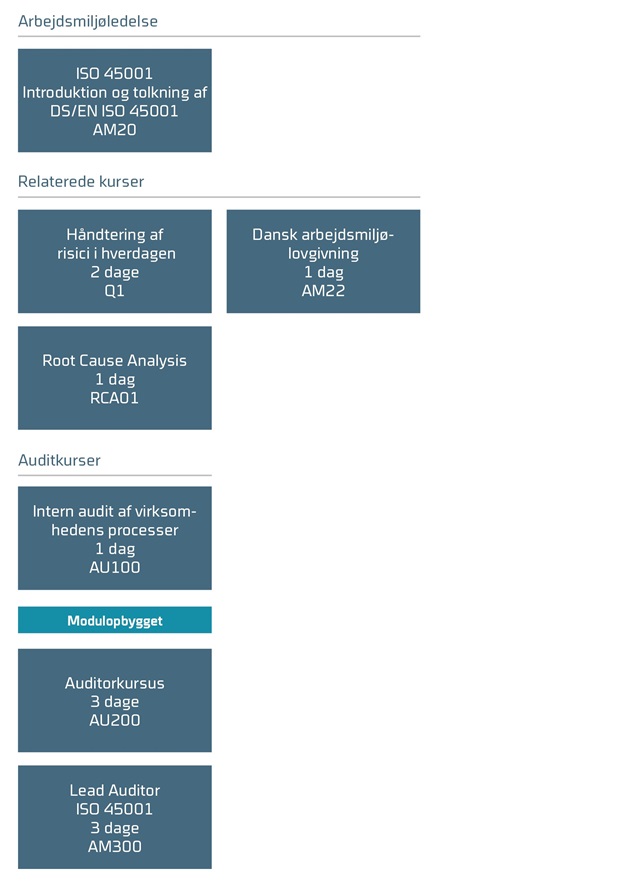 kurser arbejdsmiljøledelse ISO 45001