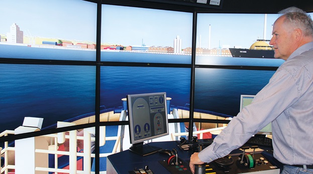 ship bridge simulator, full mission tug simulator, , FORCE Technology, full mission tug simulator 360 degree view