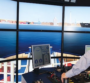 ship bridge simulator, full mission tug simulator, , FORCE Technology, full mission tug simulator 360 degree view