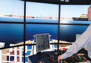 ship bridge simulator, full mission tug simulator, , FORCE Technology, full mission tug simulator 360 degree view