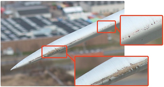Drone inspection of wind turbine blade