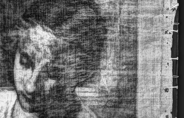 Digital X-ray inspection of oil painting. The inspection is a valuable tool in establishing authenticity and in the restoration work of oil paintings. 