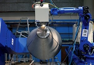 Laser fusion of the upper cone is done in our rocket nozzle laboratory.